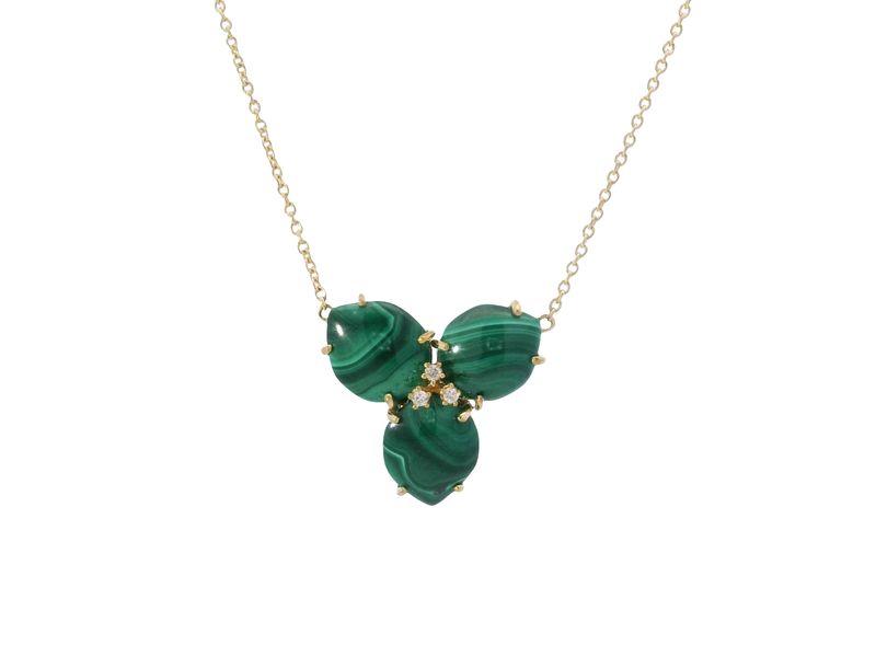 CADENA  ORO AMARILLO MAGNOLIA MALAQUITA GRANDE 18K