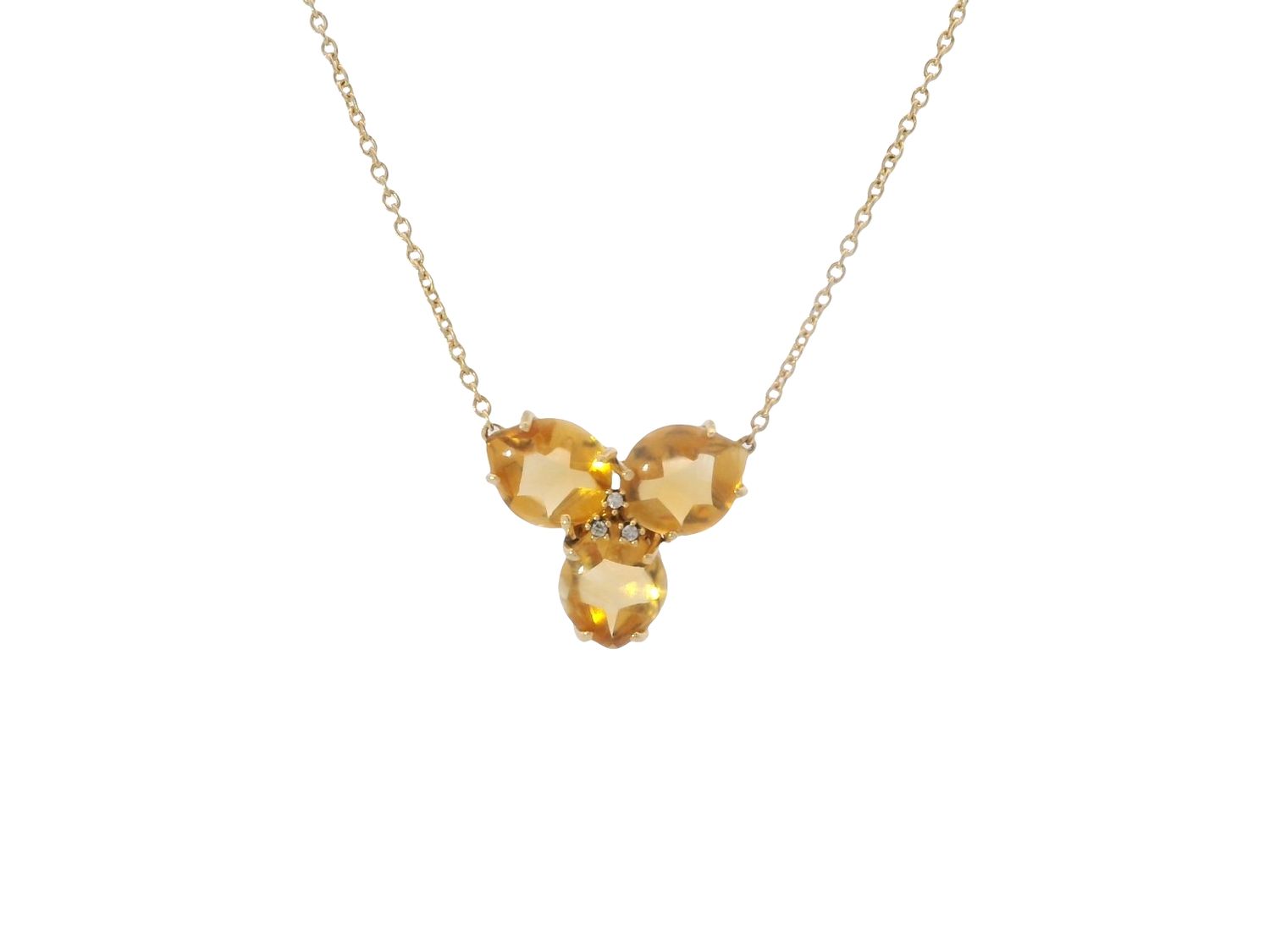 CADENA ORO AMARILLO MAGNOLIA CITRINA Y DIAMANTES  PEQUEÑA 18K