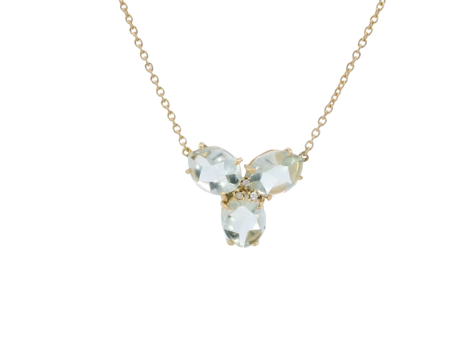 CADENA,DIJE  ORO AMARILLO PRAZOLITA  Y  DIAMANTES MAGNOLIA 18K