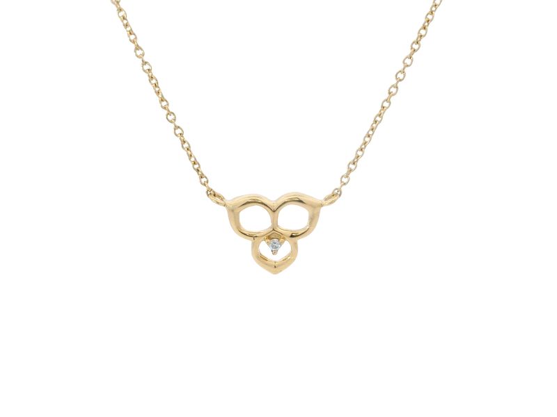 CADENA  ORO AMARILLO  MAGNOLIA SILUETA  DIAMANTES 18K