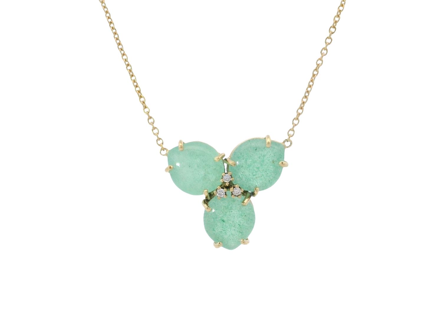CADENA  ORO AMARILLO  MAGNOLIA CUARZO ESMERALDA GRANDE DIAMANTE 18K
