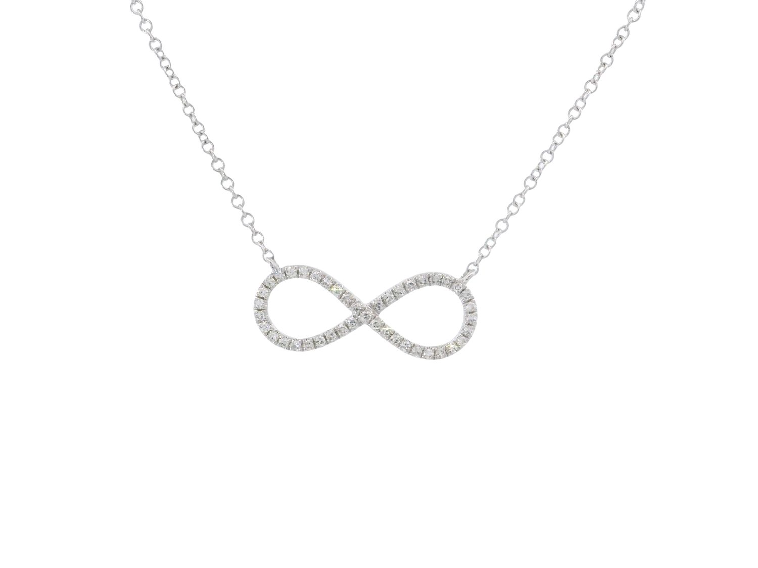 CADENA CON DIJE ORO BLANCO INFINITO DIAMANTES 14K  0.12CT