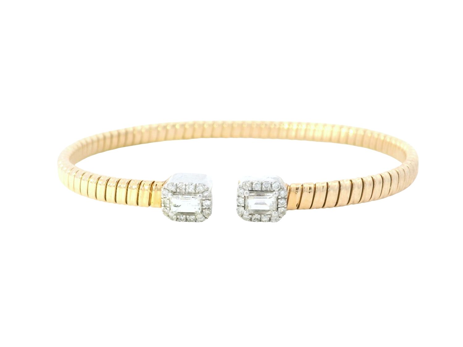 PULSAS ORO COMBINADO DIAMANTES CUADRADO EN PUNTAS 14K D.62