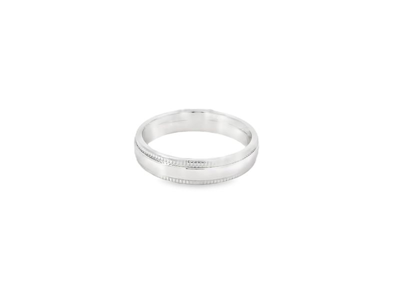 ANILLO ORO BLANCO ARO DE BODA CON BORDE 14K