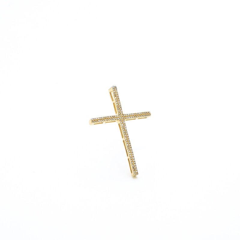 DIJE ORO AMARILLO 14K CRUCIFIJO DIAMANTES