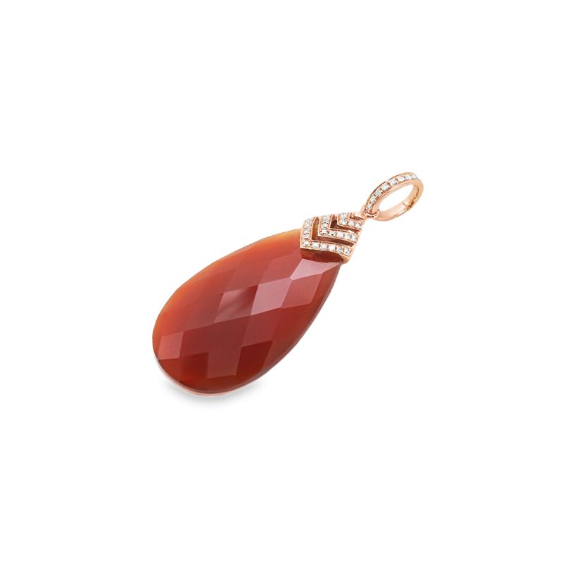 DIJE ORO ROSADO 14K AGATHA ROJA &amp; DIAMANTES GOTA