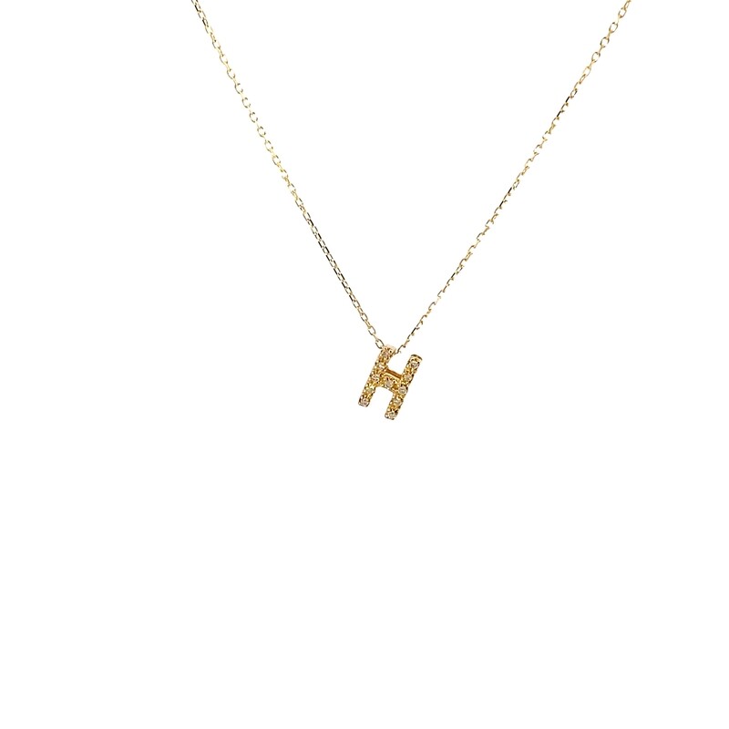 CADENA CON DIJE INICIAL CON DIAMANTES 14K