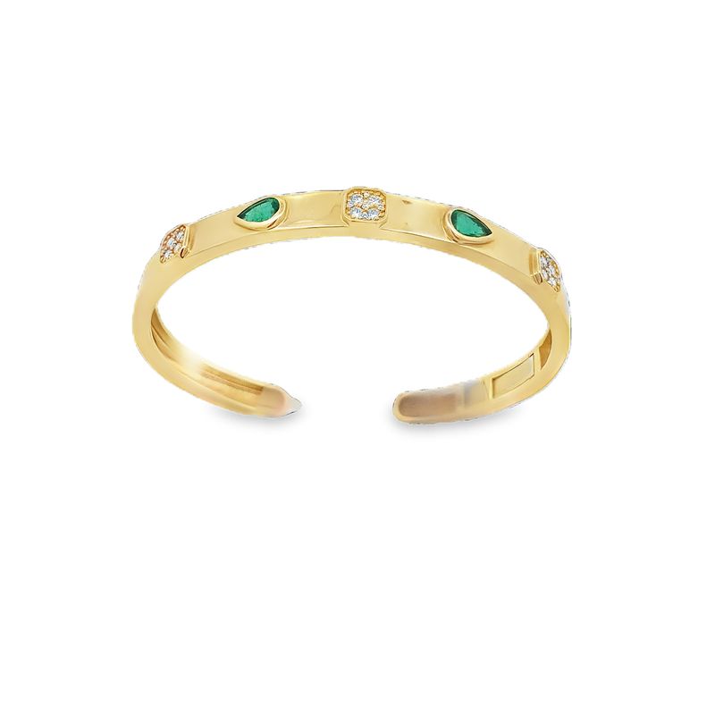 PULSERA ORO AMARILLO ESMERALDA Y DIAMANTES 14K