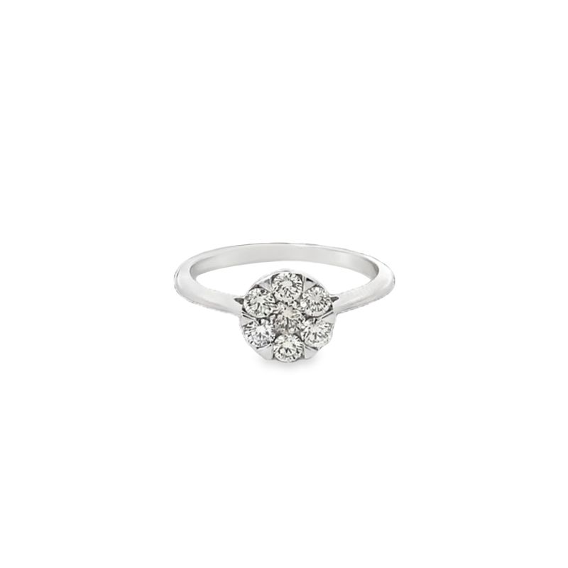 ANILLO ORO BLANCO DIAMANTES PAVET FLOR 18K D.49