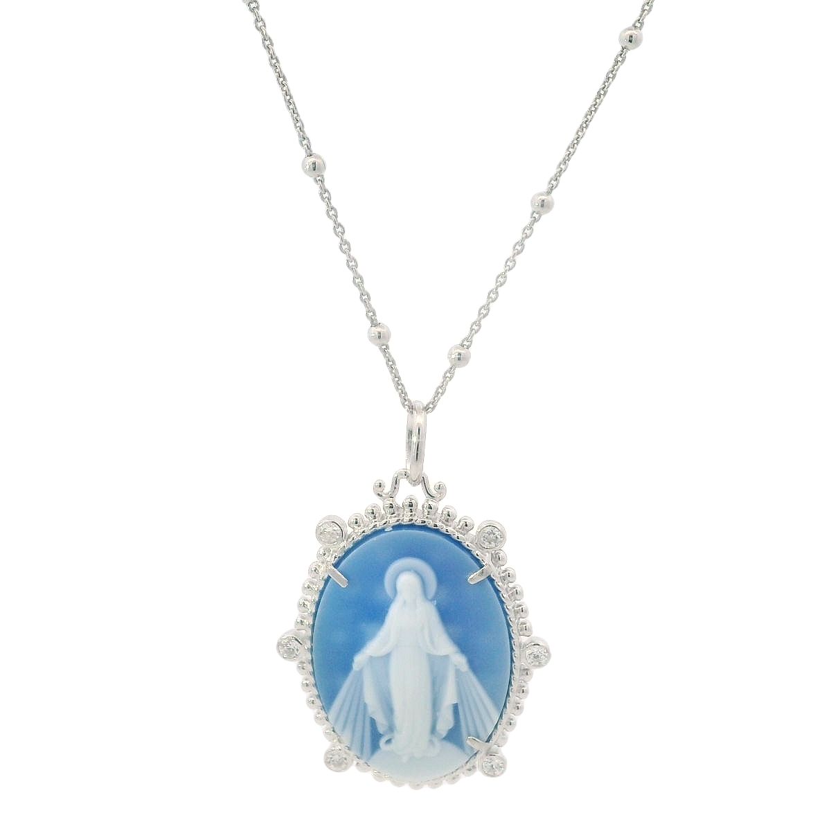 CADENA DIJE PLATA MILAGROSA AGATHA AZUL CIRCONIA