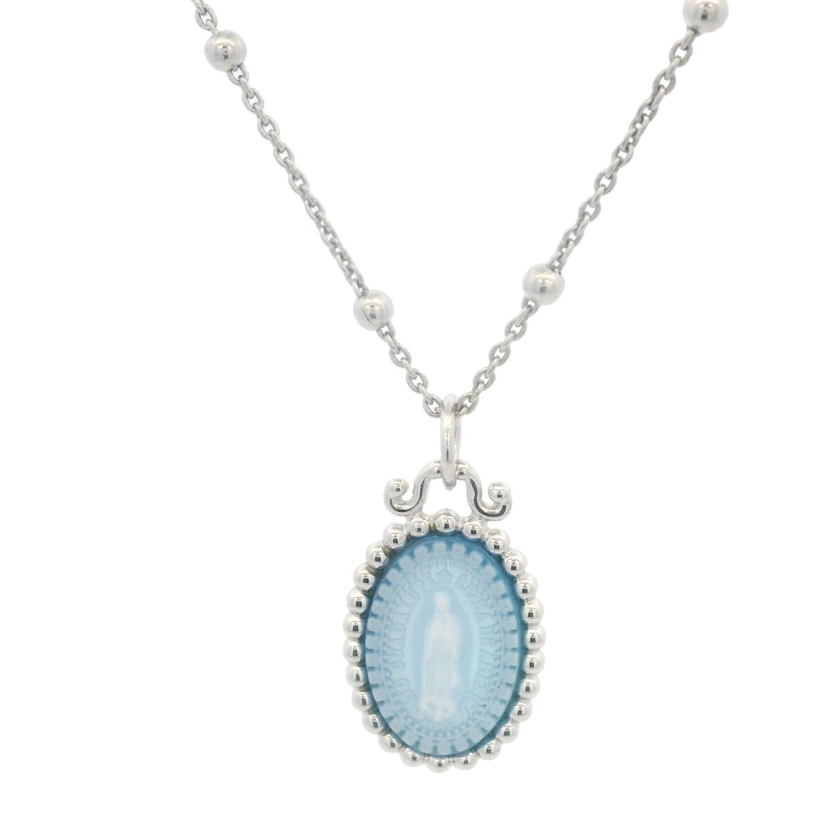 CADENA CON DIJE PLATA AGATHA AZUL GUADALUPE MINI