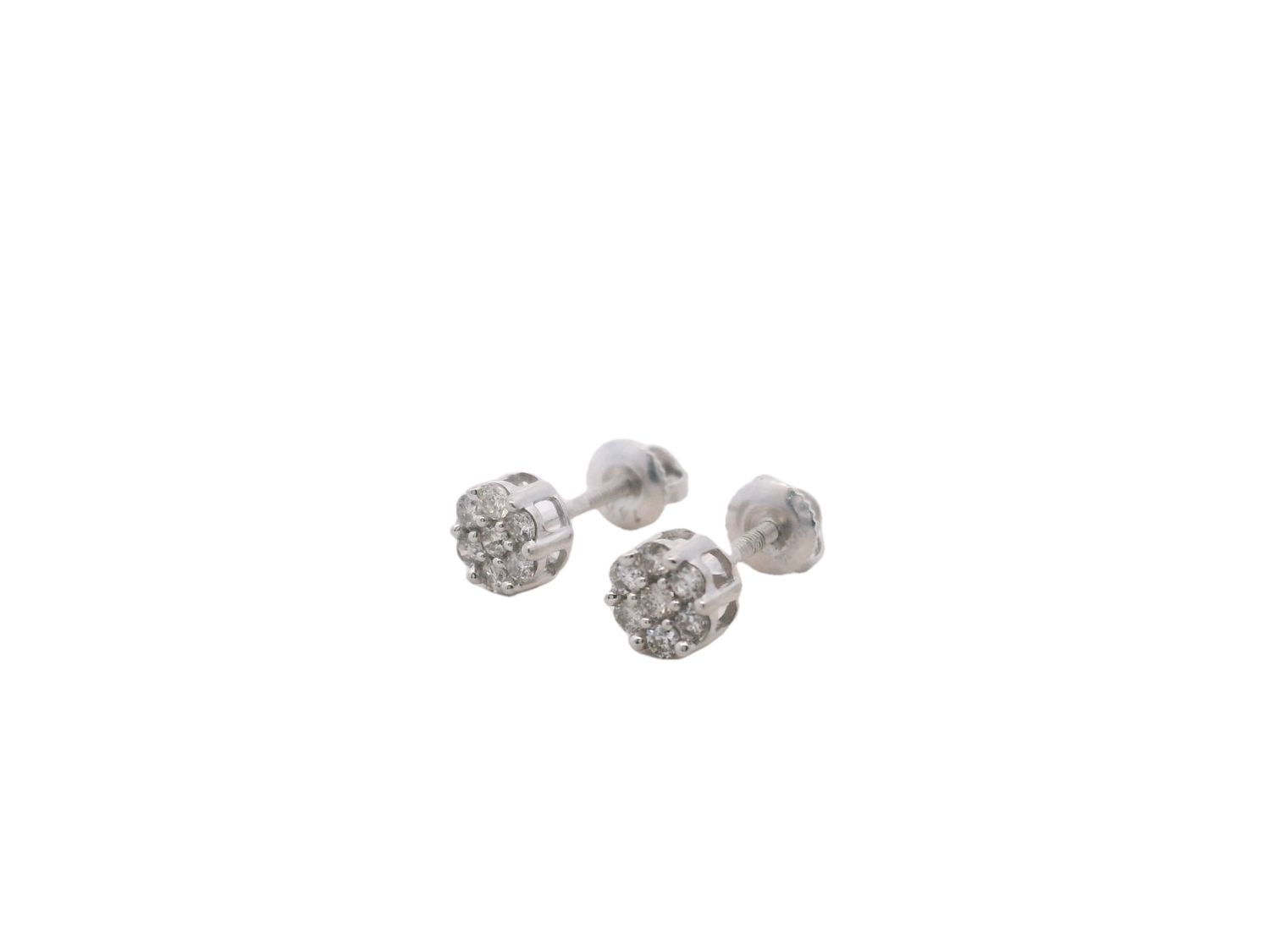 ARETES  ORO BLANCO DORMILONA DIAMANTES PAVET PEQUEÑO  14K D.25