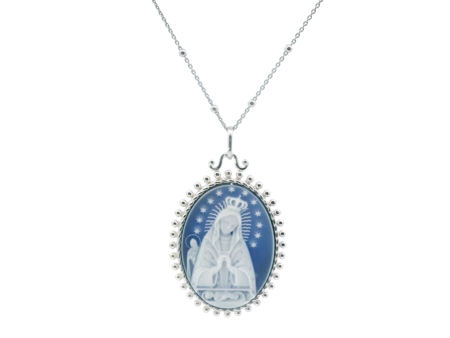 CADENA CON DIJE PLATA VIRGEN ALTAGRACIA GRANDE
