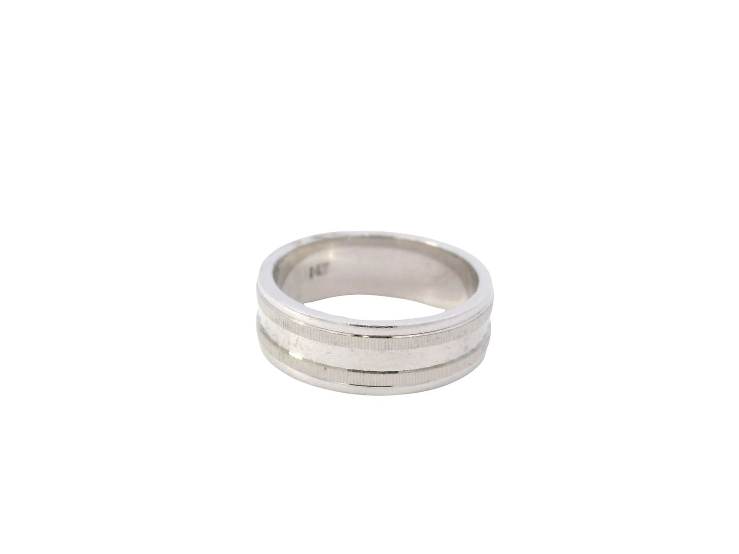 ANILLO ORO  BLANCO  ARO LISO MATE Y BRILLO 14K