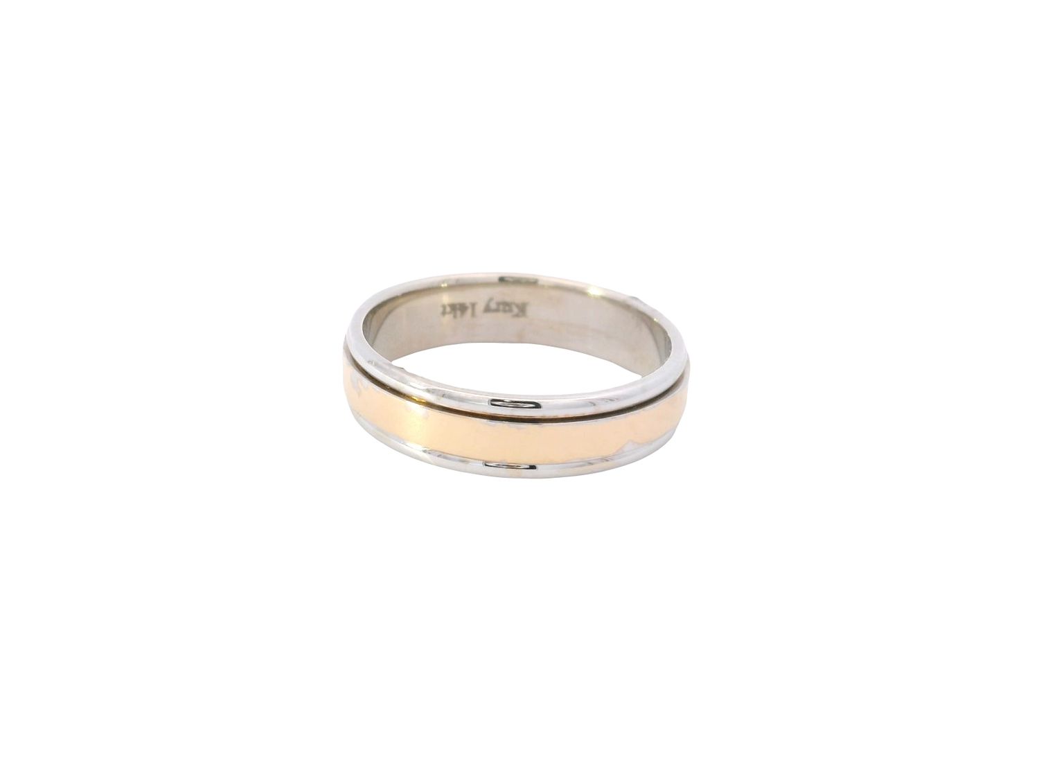 ANILLO ORO COMBINADO ARO MATRIMONIO LISO 14K