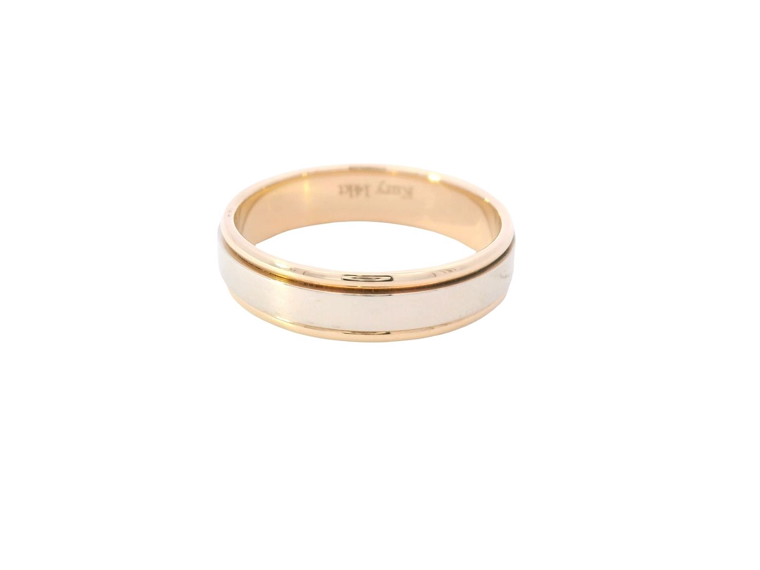 ANILLO ORO COMBINADO  ARO MATRIMONIO LISO 14K