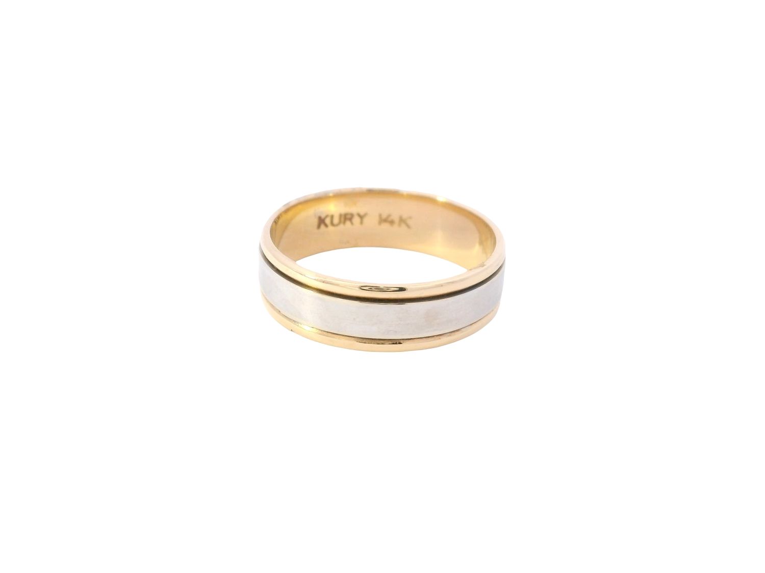 ANILLO ORO COMBINADO  ARO DE BODA LISO 14K