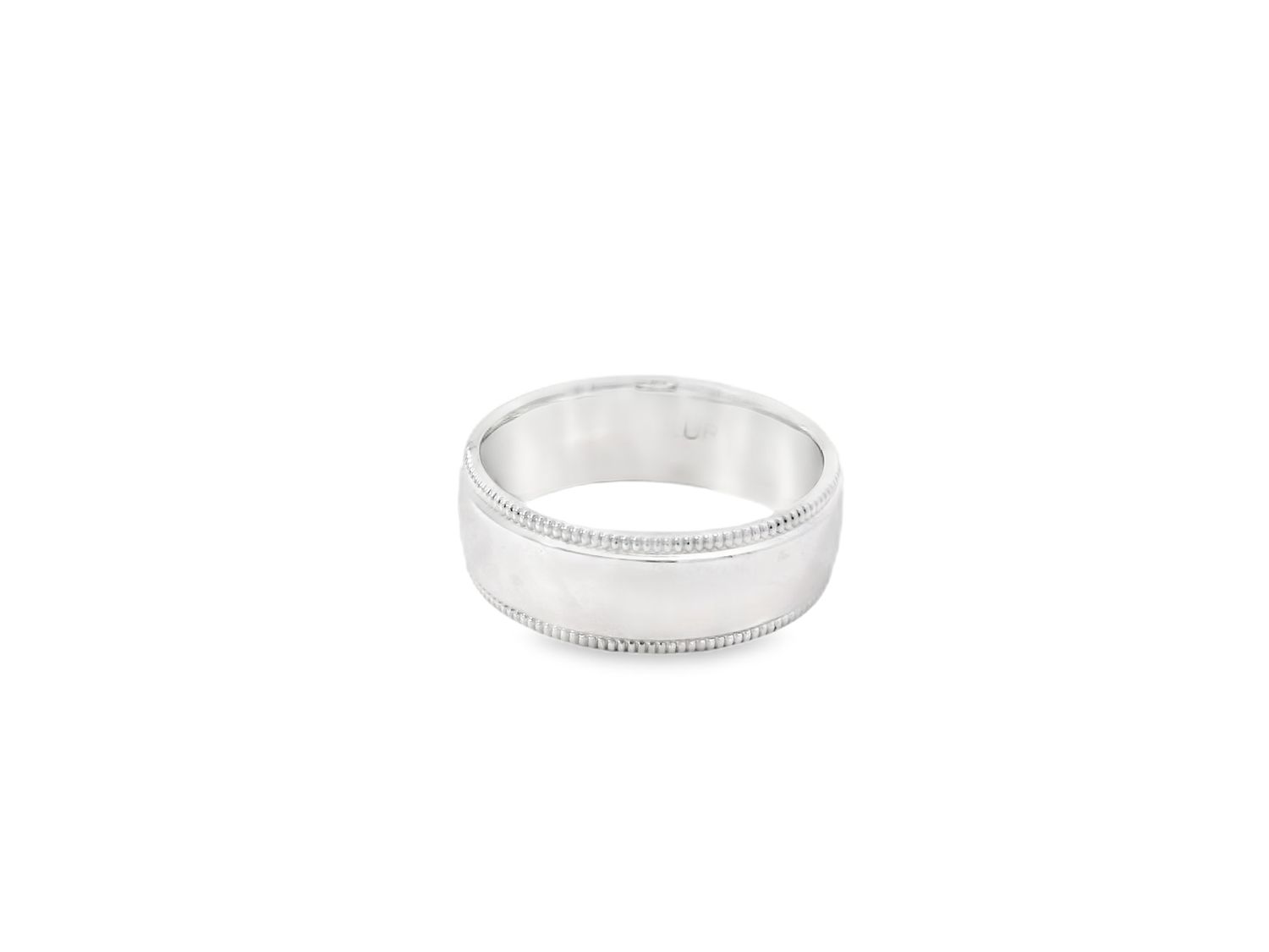 ANILLO ORO  BLANCO  ARO LISO CON BORDE 14K