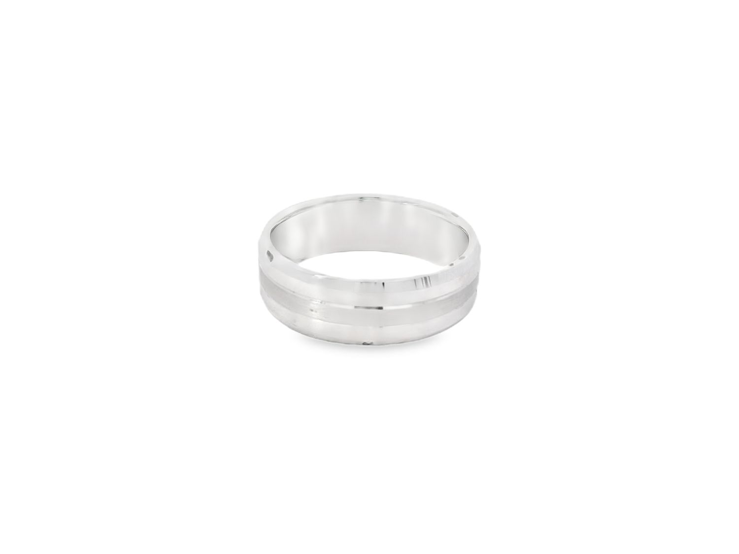 ANILLO ORO BLANCO ARO  DE BODA MATE BRILLO 14K