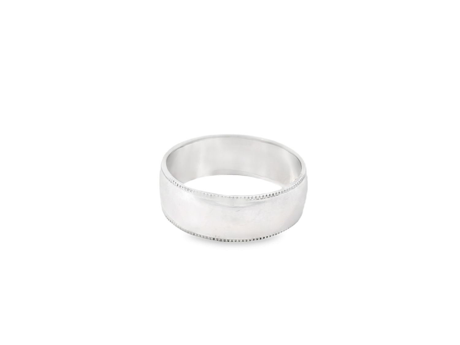 ANILLO ORO  BLANCO  ARO LISO CON BORDE 14K