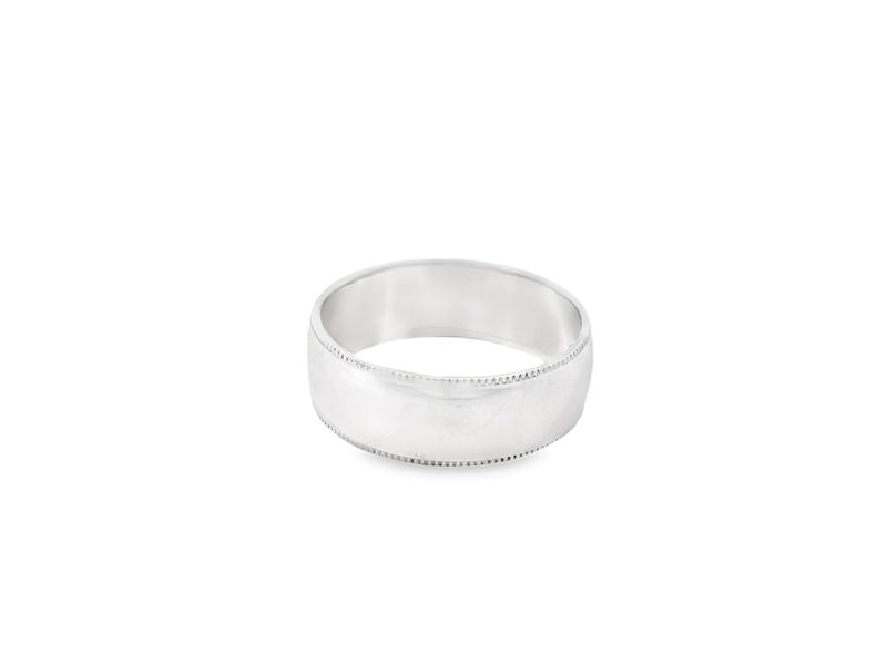 ANILLO ORO  BLANCO  ARO LISO CON BORDE 14K