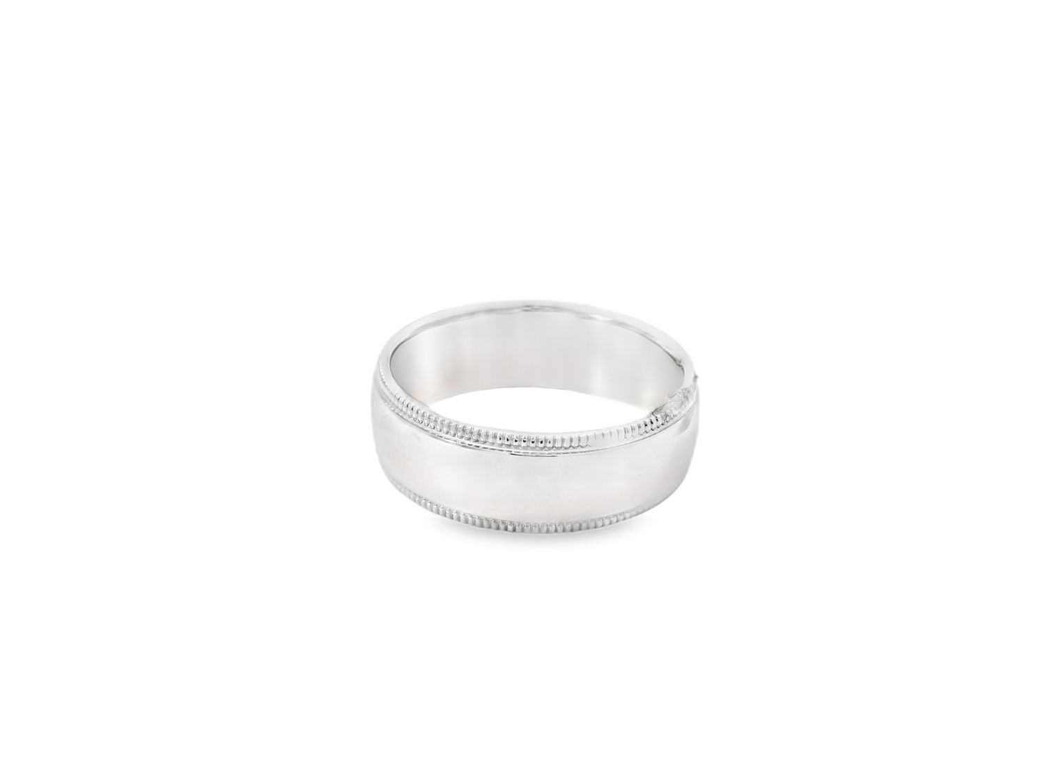 ANILLO ORO  BLANCO  ARO LISO CON BORDE 14K