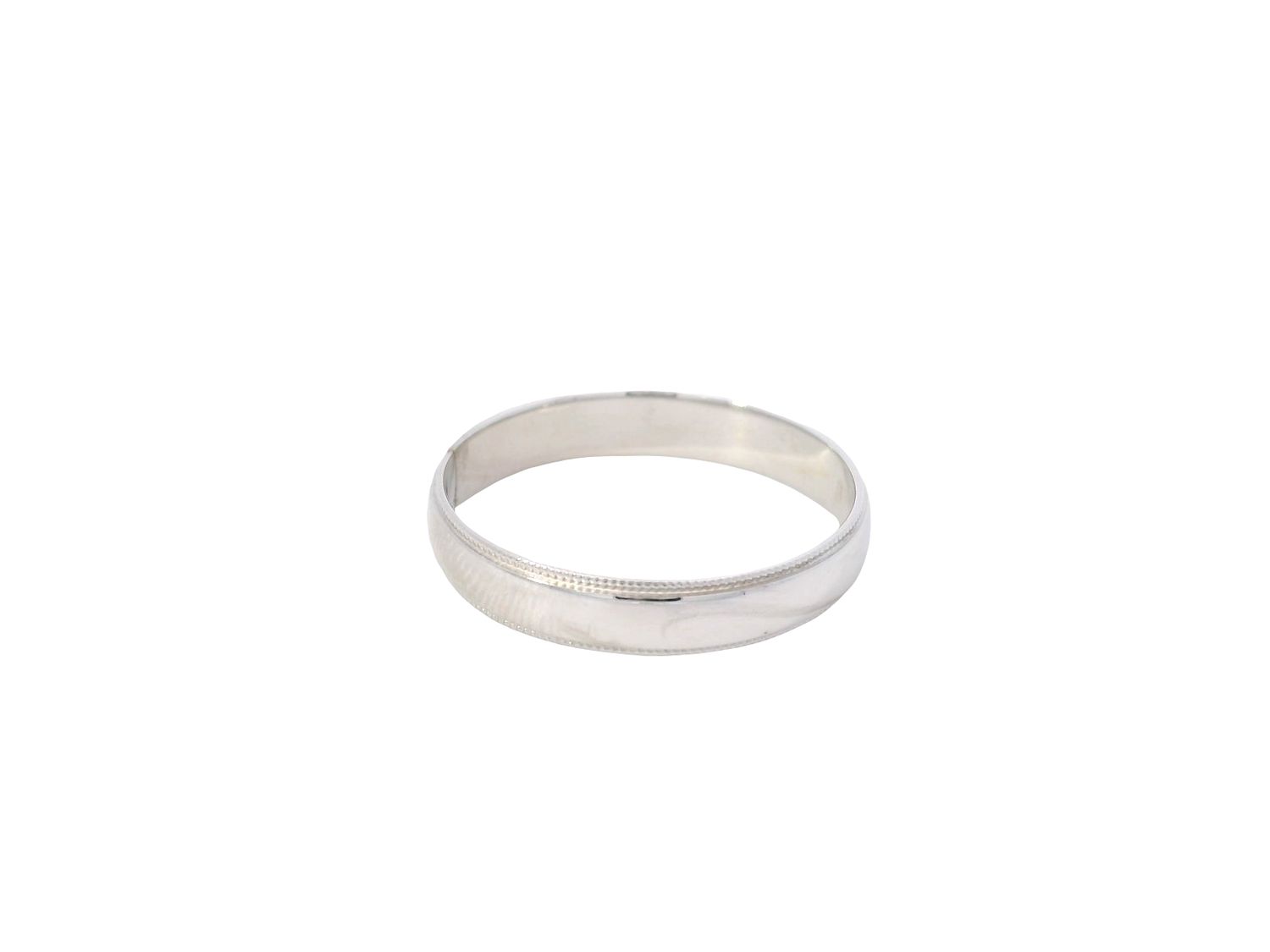 ANILLO ORO BLANCO MATRIMONIO LISO DISEÑO BORDE 14K