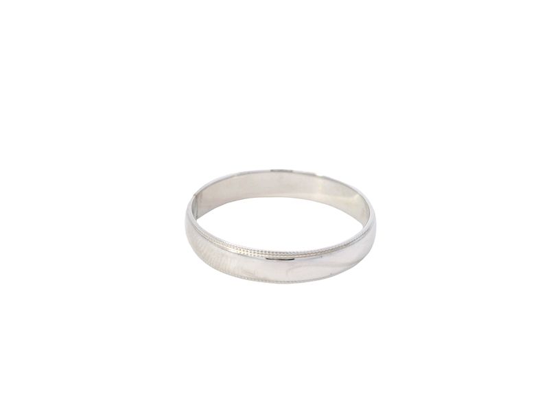 ANILLO ORO BLANCO MATRIMONIO LISO DISEÑO BORDE 14K