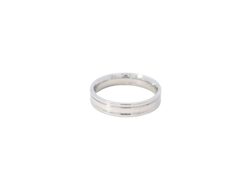ANILLO ORO  BLANCO  ARO LISO DOS LINEAS 14K