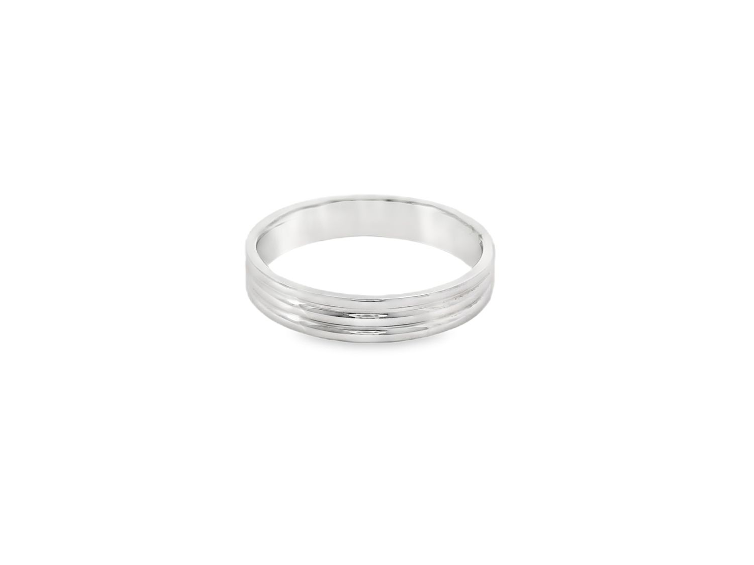 ANILLO  ORO BLANCO  ARO LISO TRES LINEAS 14K