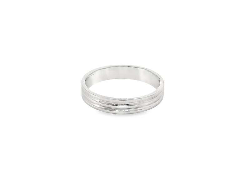 ANILLO  ORO BLANCO  ARO LISO TRES LINEAS 14K