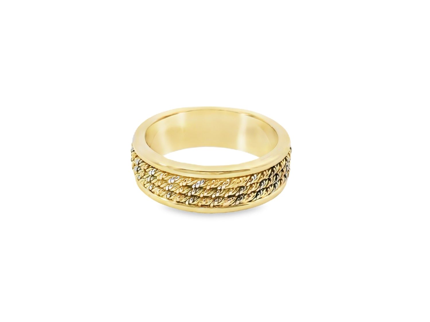 ANILLO ORO  COMBINADO TRES LINEAS DISEÑO 14K