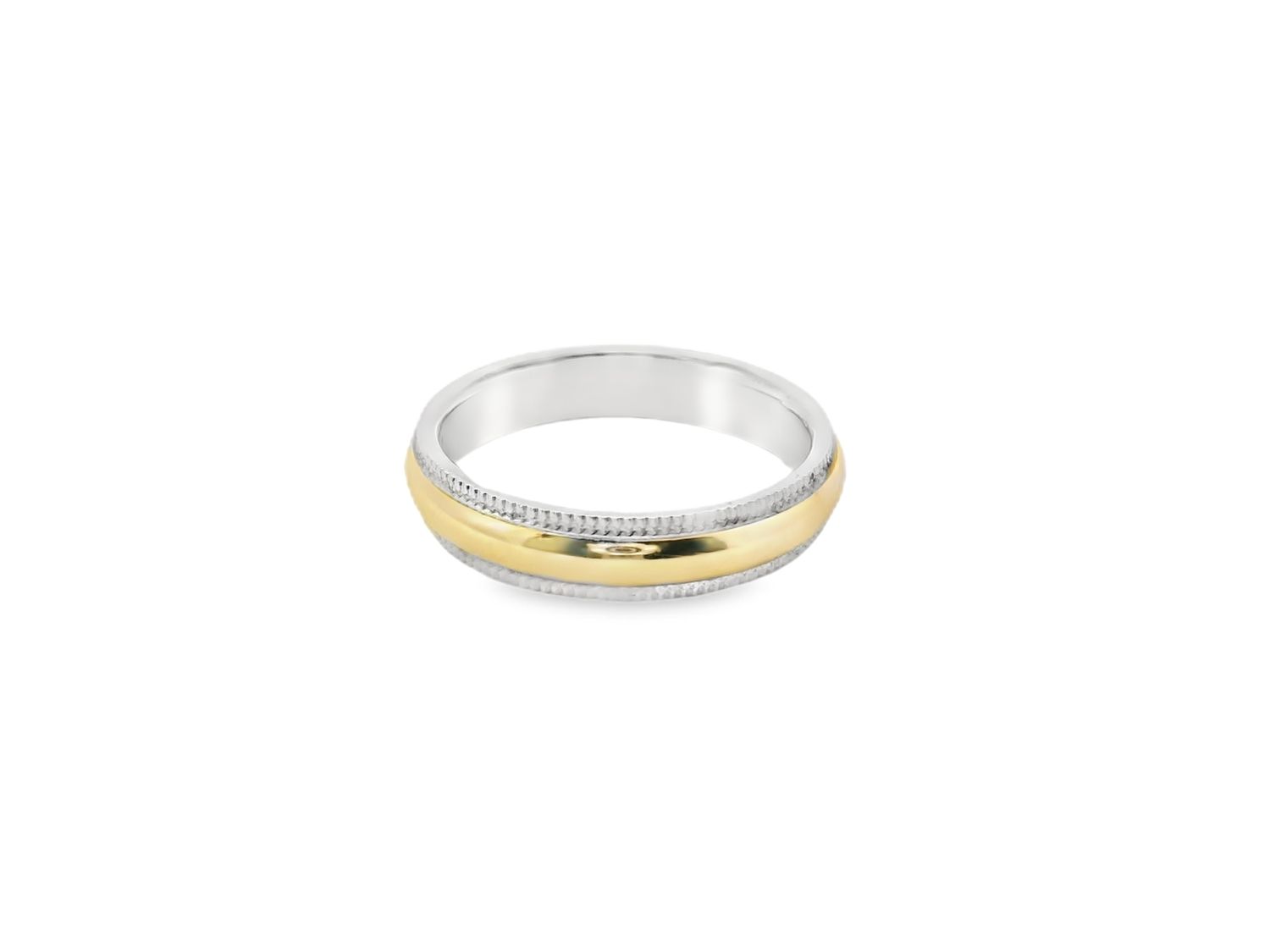 ANILLO ORO COMBINADO  ARO CON BORDE 14K