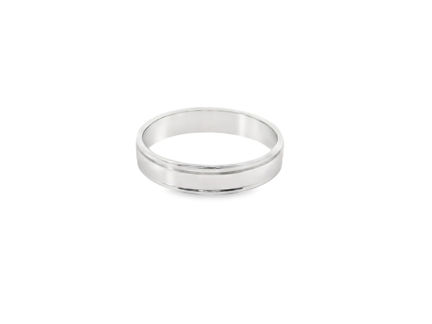 ANILLO  ORO BLANCO  ARO DE BODA LISO DISEÑO LISO BORDES 14K