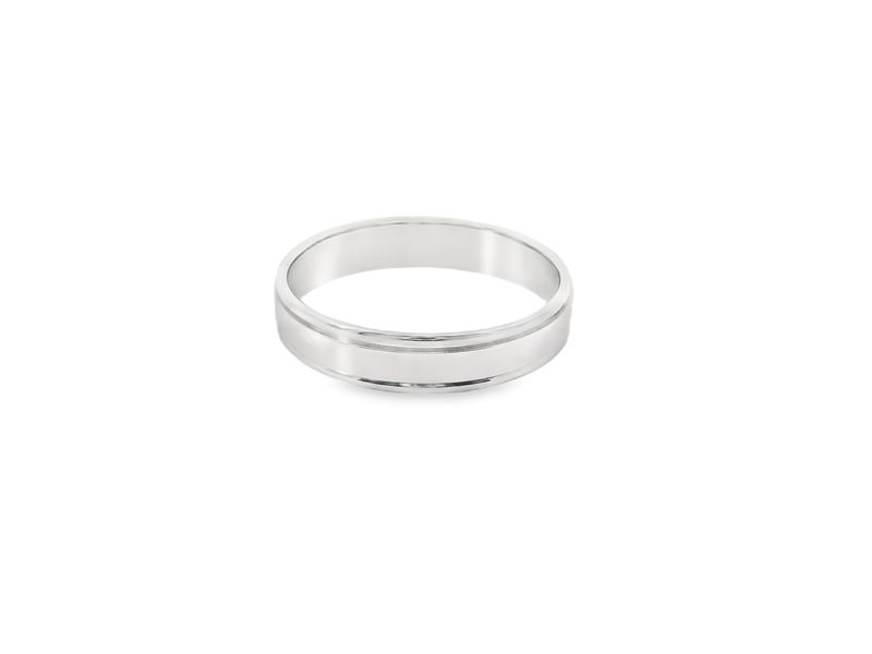 ANILLO  ORO BLANCO  ARO DE BODA LISO DISEÑO LISO BORDES 14K