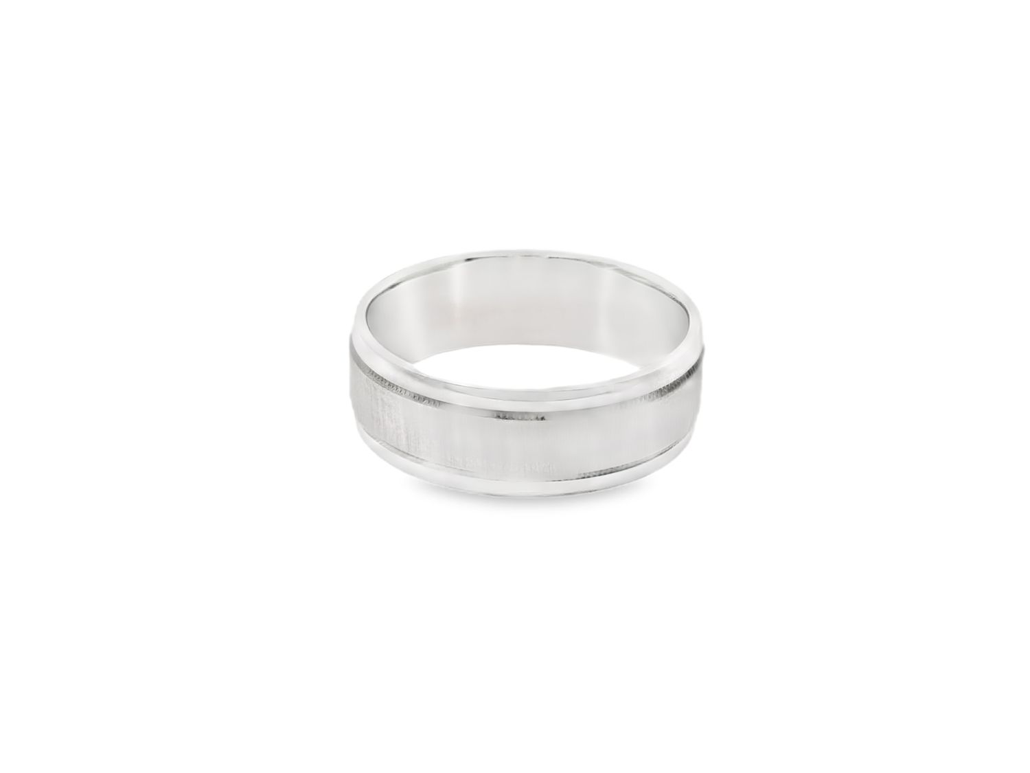 ANILLO ORO BLANCO ARO DE BODA  MATE MEDIO 14K