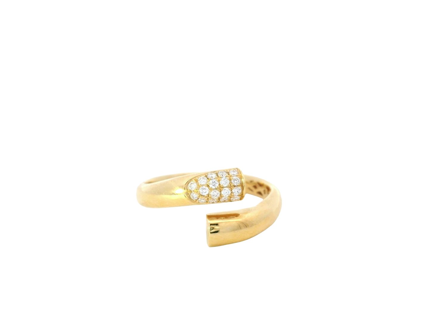 ANILLO ORO AMARILLO CRUZADO LISO Y DIAMANTES 18K