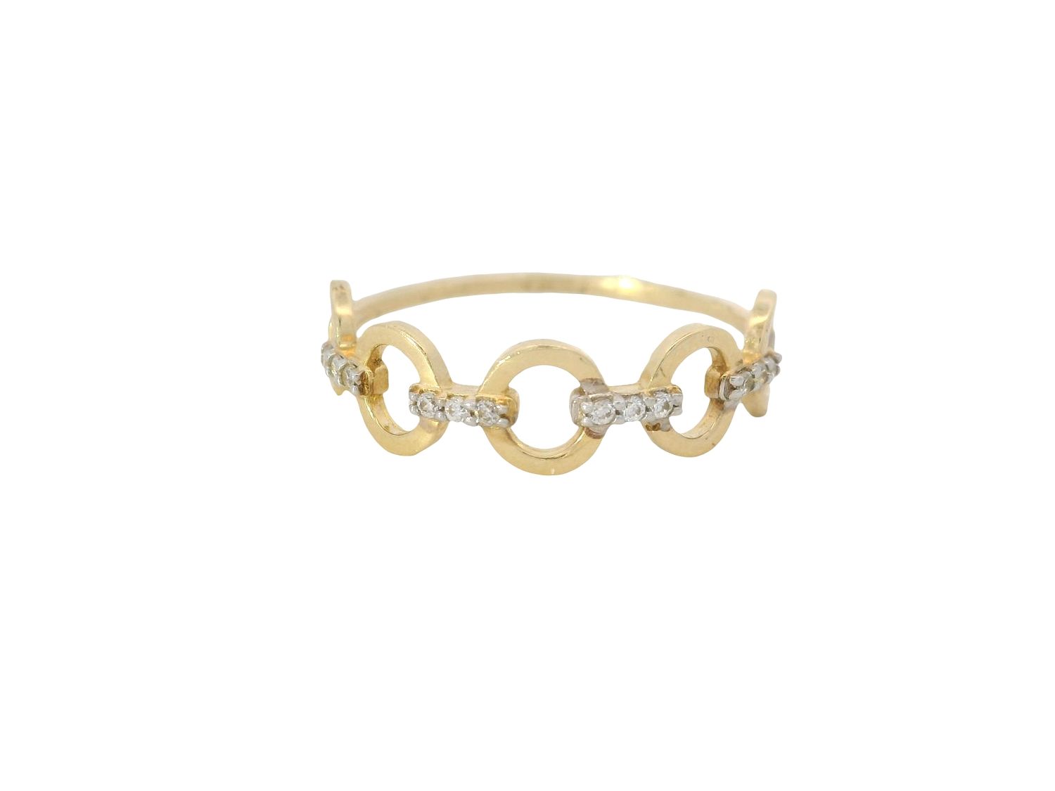 ANILLO ORO LISO DISENO CIRCONIA 14K