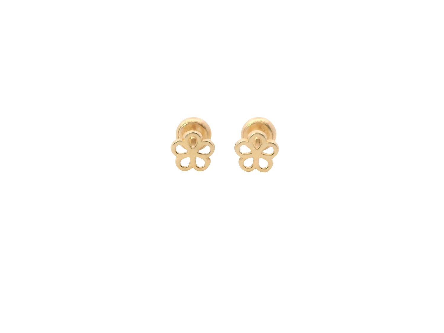 ARETES  ORO AMARILLO DORMILONA FLOR PEQUEÑA 14K
