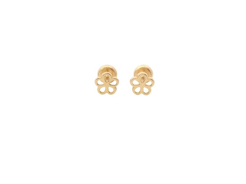 ARETES  ORO AMARILLO DORMILONA FLOR PEQUEÑA 14K