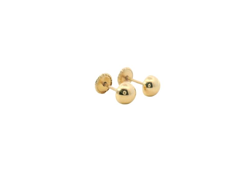 ARETES  ORO AMARILLO DORMILONA BOLA LISA 5MM 14K