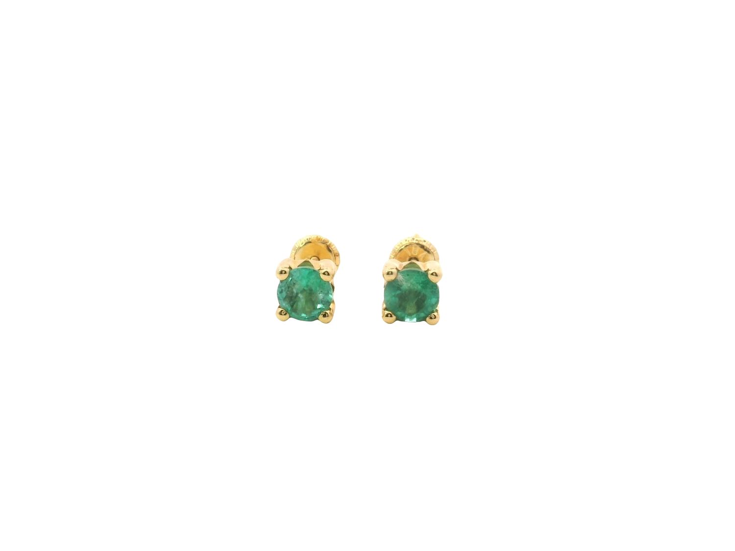ARETES  ORO AMARILLO DORMILONA ESMERALDA 18K