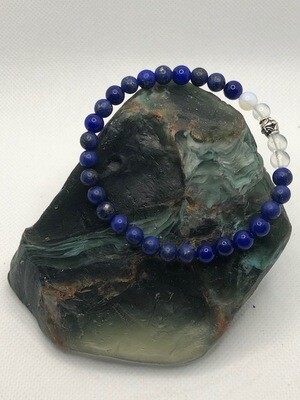 Lapis Lazuli and Opalite Ladies Bracelet, 6MM