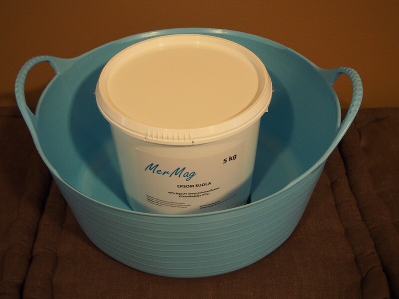 Epsom suola 5kg + jalkakylpyastia 15l