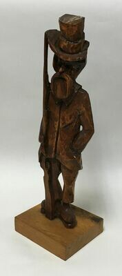 Wood Carved Man with Rifle – Hand-crafted Signed Folk Art by Earl Steinke 1983