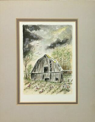 Original Signed Watercolor "Spring Storm" by Ione Monzel 1985 8" x 10"