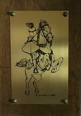 Medieval Knight Art Etched Brass Wall Plaque - John Mullin 1984