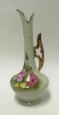 Lefton Green Heritage Hand Painted Bud Vase (748 Series)
