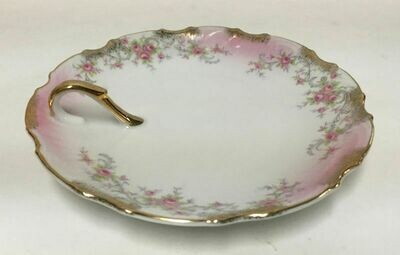 Lefton China Hand Painted Nappy Plate KF1379R Roses