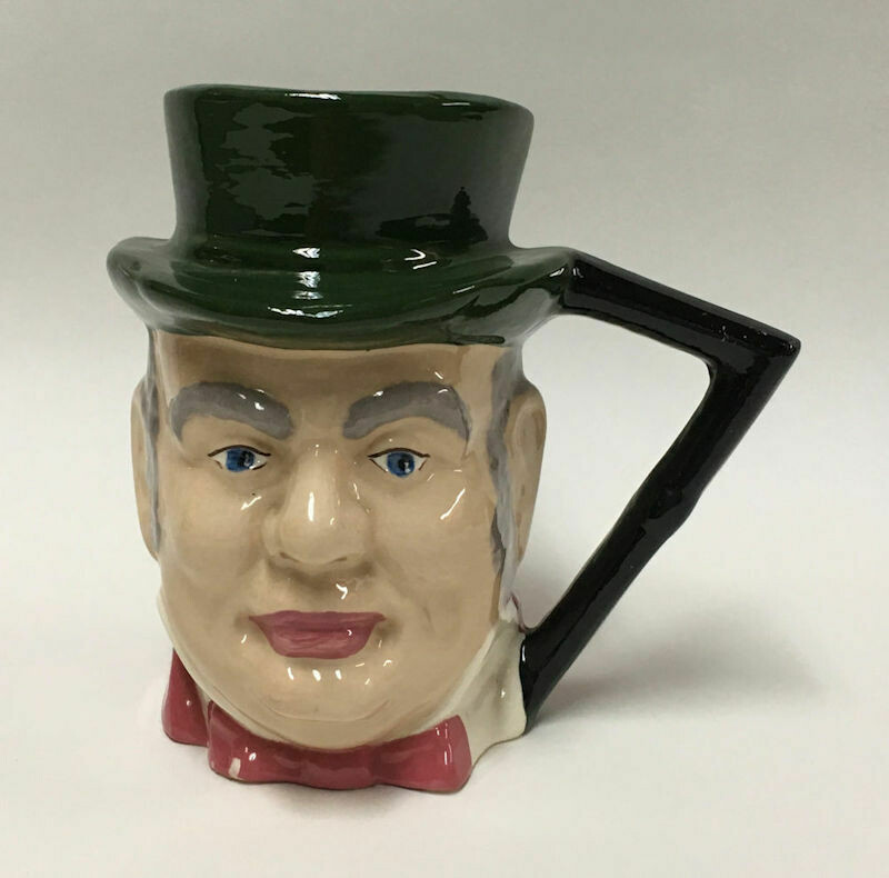 Vintage Glazed Top Hat Face Ceramic Mug Signed by Artist E. Berger Feb 1958